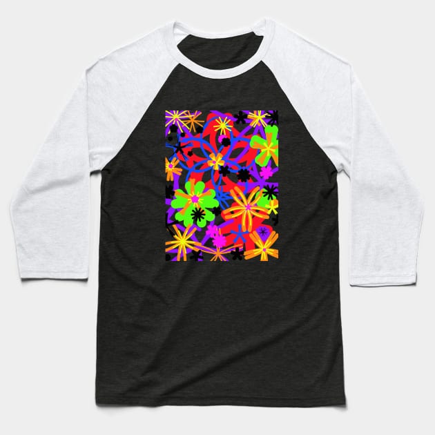 Rainbow flower power Baseball T-Shirt by VICTIMRED